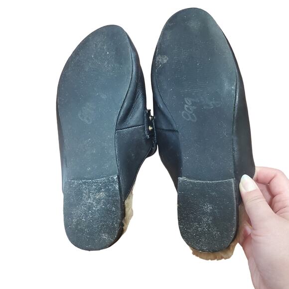 Steve Madden Jordan Studded Black Fur Lined Mule Flats Women's Size 8 Leather - Picture 12 of 16